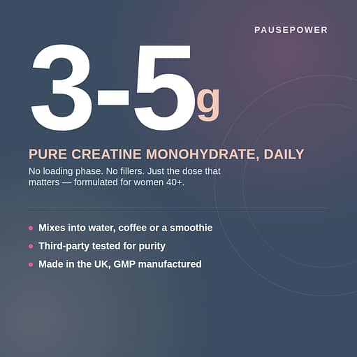 3-5g daily dose of PausePower creatine for menopause — recommended serving size